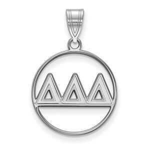 Sterling Silver Delta Delta Delta Medium Circle Greek Letters Pendant